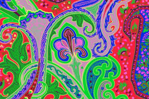 复古活力佩斯利花纹面料印花素材，适用于时尚服装印花设计