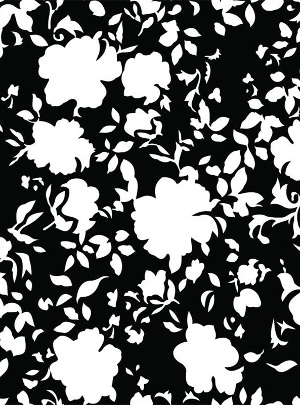 经典黑白花卉面料印花 时尚服装印花设计素材