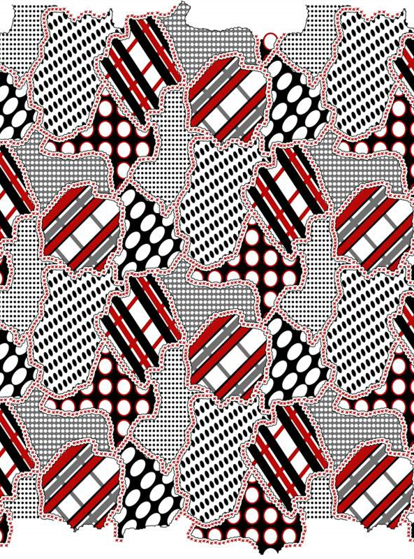 时尚红黑拼贴面料印花素材