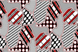 时尚红黑拼贴面料印花素材