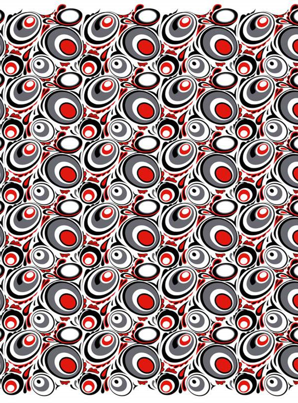 时尚红黑圆点面料印花 潮流服装印花设计素材