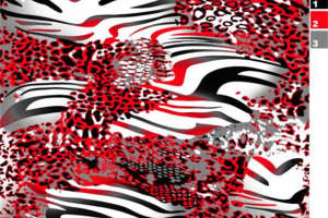 时尚红黑撞色面料印花 前卫斑马豹纹融合设计