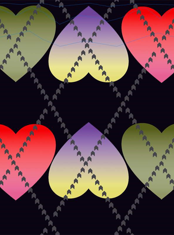 时尚渐变心形面料印花素材,适用于服装印花设计