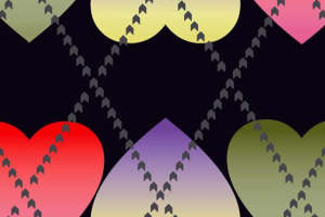 时尚渐变心形面料印花素材，适用于服装印花设计