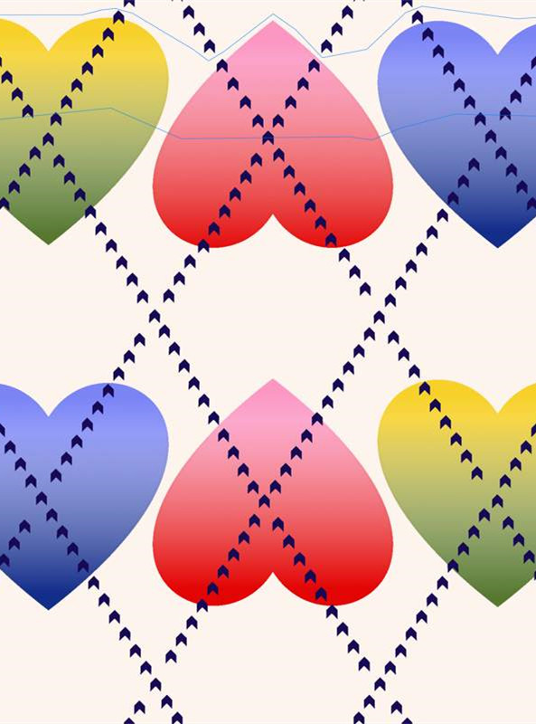 浪漫渐变心形面料印花素材,打造独特服装印花设计
