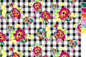 复古花卉格纹面料印花 时尚服装印花素材推荐