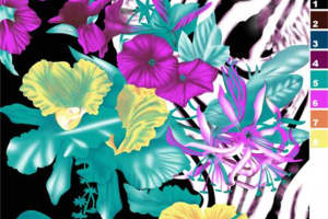 热带花卉与斑马纹碰撞的面料印花素材