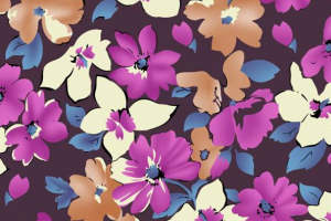 复古花卉图案面料印花素材 适用于春夏服装印花设计