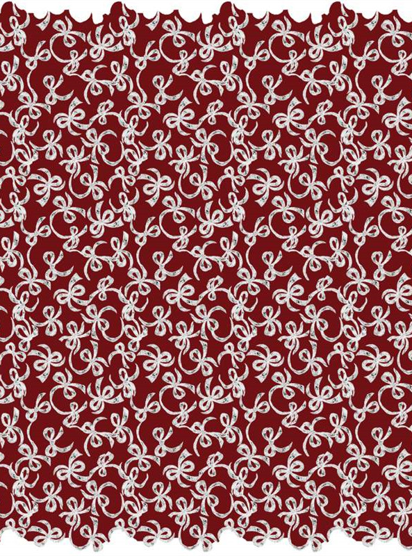 复古红底白结面料印花素材 浪漫蝴蝶结服装印花设计