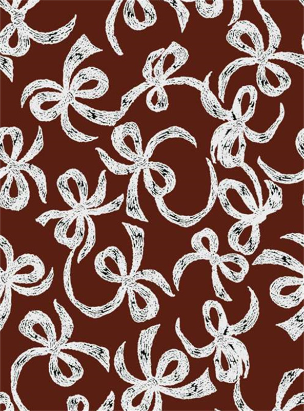 复古手绘蝴蝶结面料印花素材 适用于服装印花设计