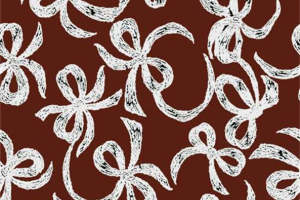 复古手绘蝴蝶结面料印花素材 适用于服装印花设计