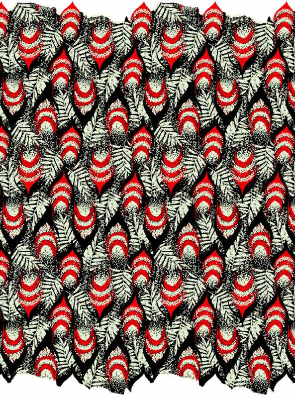 复古红黑羽毛纹理 时尚面料印花素材推荐