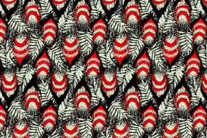复古红黑羽毛纹理 时尚面料印花素材推荐