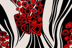 时尚抽象红黑几何面料印花素材，适用于潮流服装