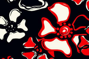 复古红黑花卉面料印花素材 时尚服装印花设计灵感