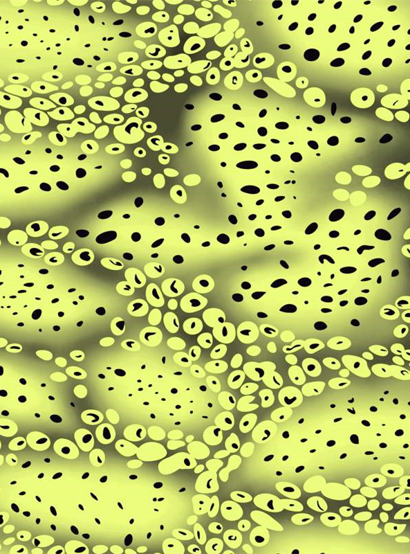 黄绿抽象斑点面料印花设计素材