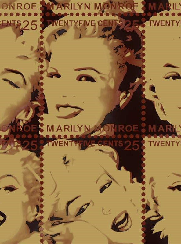 复古风玛丽莲梦露邮票图案 高端服装印花面料设计素材