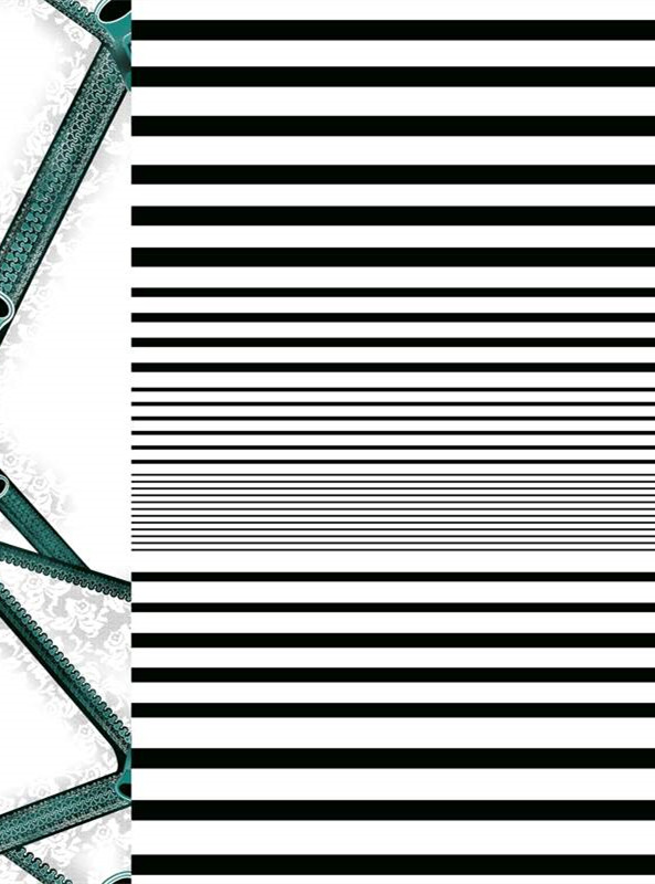 现代简约条纹与复古拉链元素的面料印花设计素材