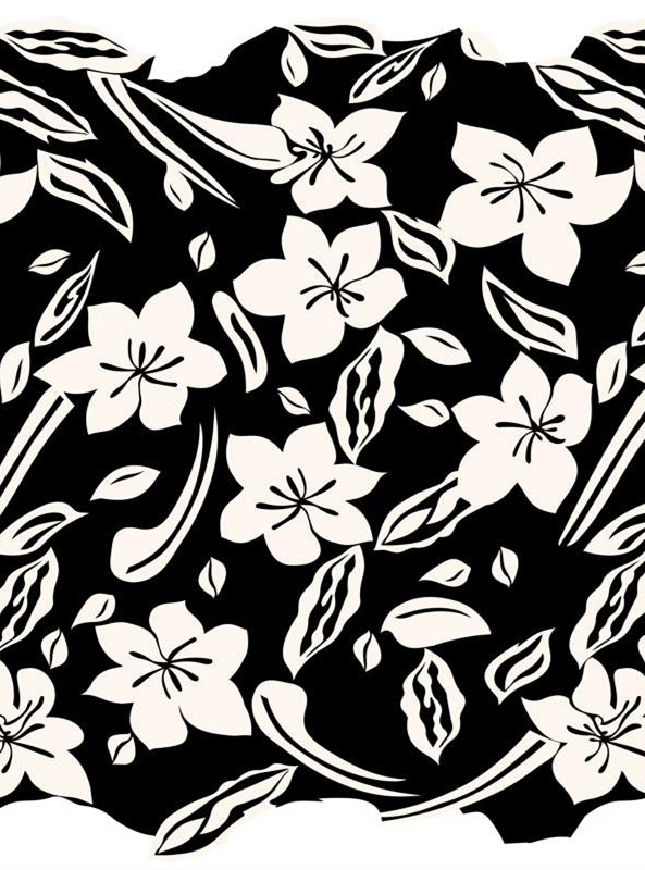 黑白花卉面料印花素材,打造独特服装印花设计