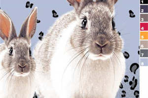 萌趣兔兔与豹纹点缀的面料印花设计素材