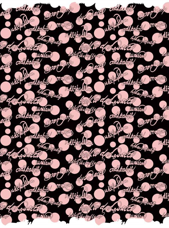 时尚粉色波点与手写字体面料印花设计素材