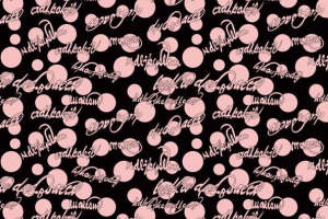 时尚粉色波点与手写字体面料印花设计素材