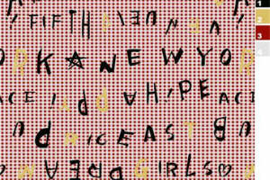 复古红格面料印花 潮流手绘字母服装图案设计素材