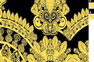 奢华金色巴洛克风面料印花素材 高端服装印花设计