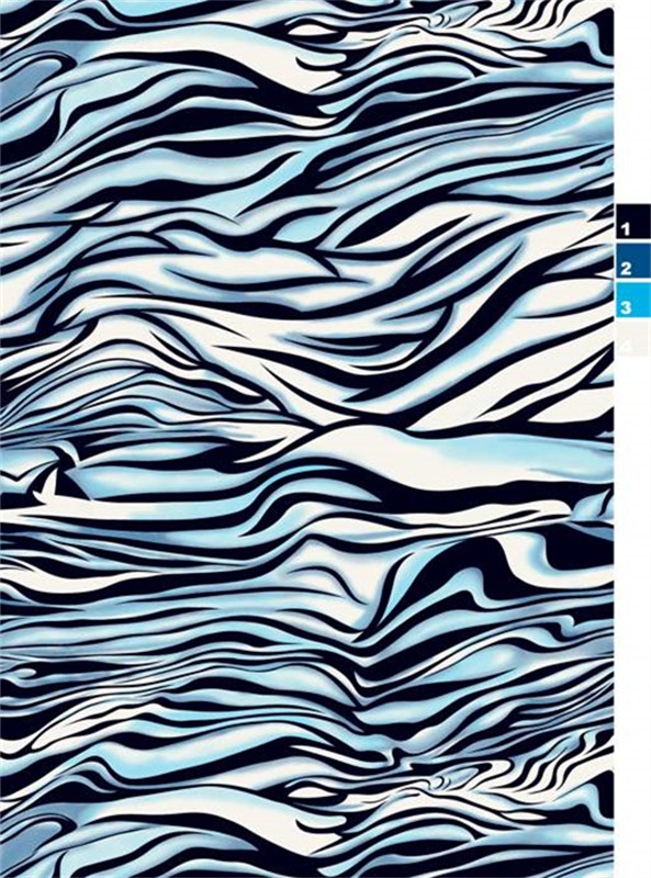 时尚蓝白水波纹面料印花设计素材