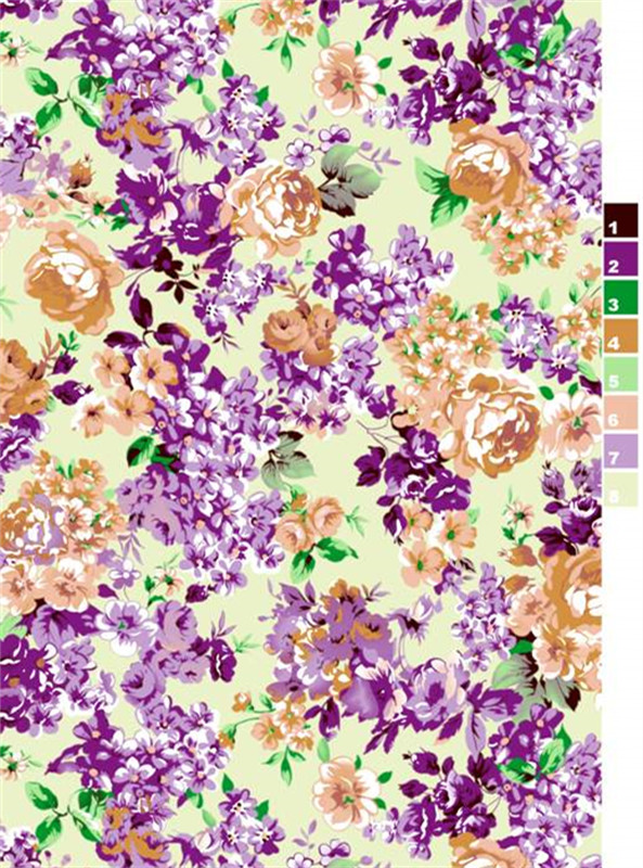 复古紫韵花卉面料印花素材,打造优雅服装