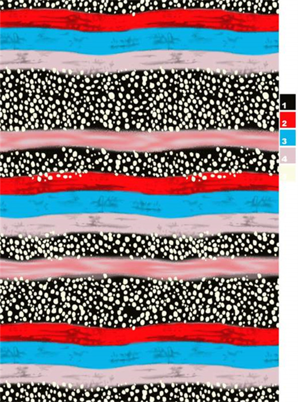 潮流撞色条纹波点面料印花 服装印花设计素材推荐