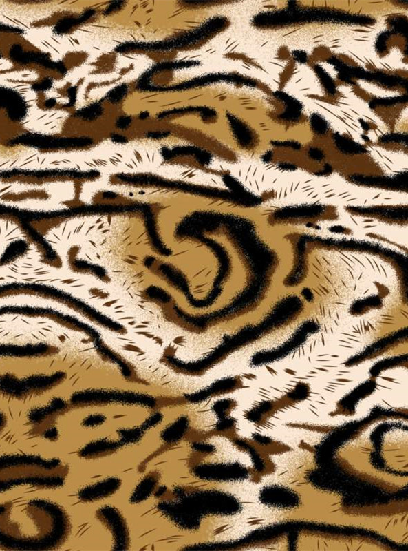 复古虎纹面料印花 时尚服装印花设计素材