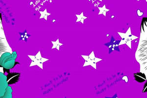 紫色星星笑脸面料印花素材 可爱卡通服装印花设计