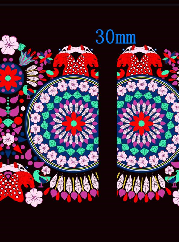 民族风对称花型 30mm精致面料印花素材推荐