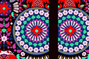 民族风对称花型 30mm精致面料印花素材推荐