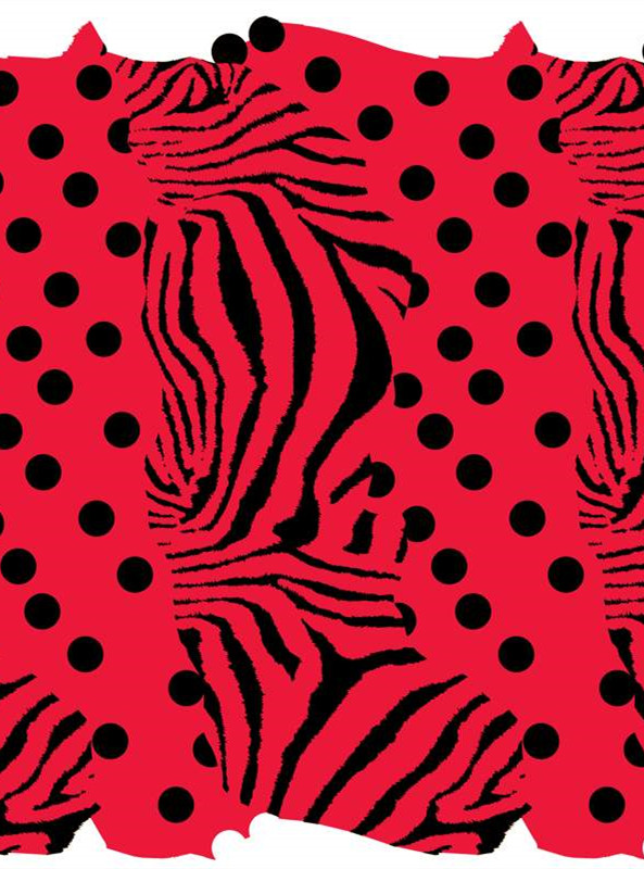 红色波点斑马纹时尚服装印花素材