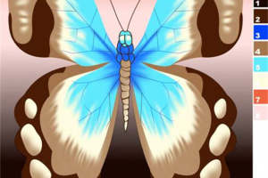 时尚蓝棕渐变蝴蝶面料印花素材