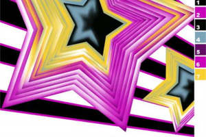 星形渐变面料印花素材，打造潮流服装视觉焦点