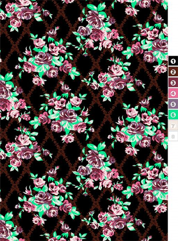 复古玫瑰花纹面料印花 高端服装印花设计素材