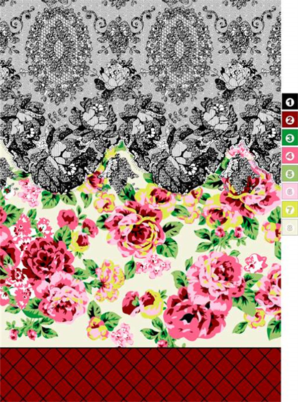 复古花卉拼接面料印花素材 时尚服装印花设计灵感