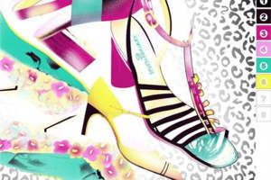 时尚高跟鞋与豹纹背景的面料印花设计素材