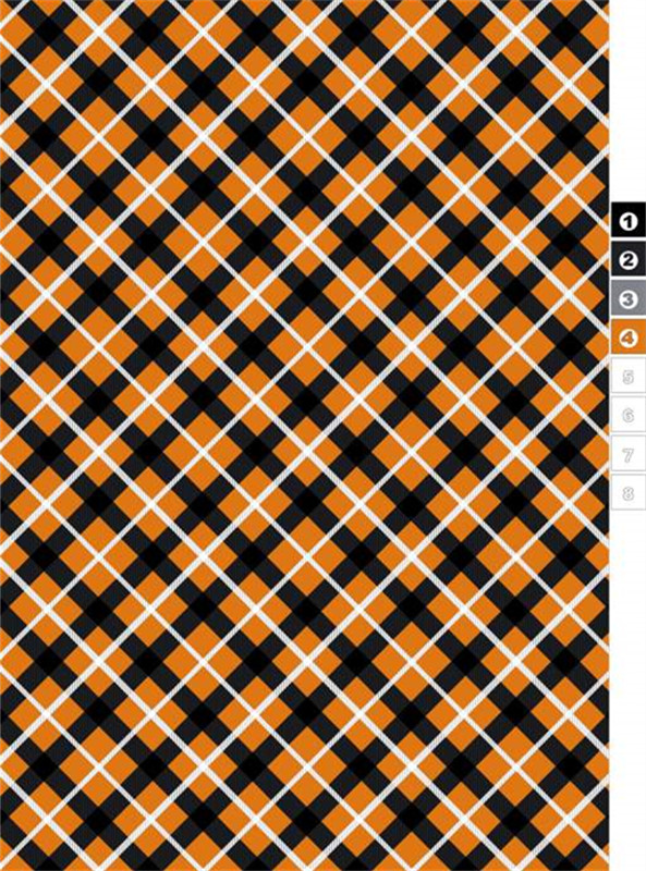 经典橙黑格纹面料印花 时尚服装印花素材推荐