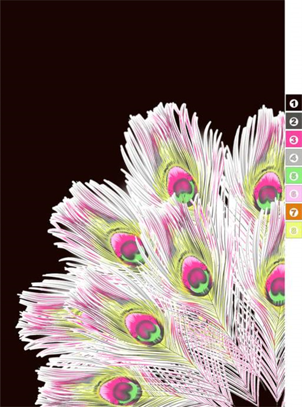 绚丽孔雀羽毛面料印花 时尚女装设计素材