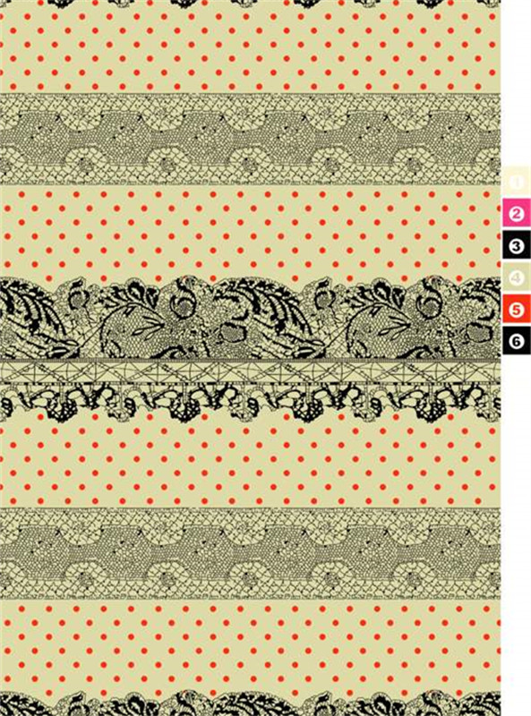 复古蕾丝与波点交织的时尚面料印花素材