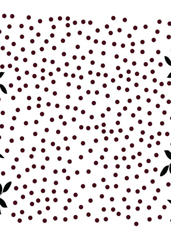 复古波点与叶片交织的面料印花素材,适用于时尚服装印花设计