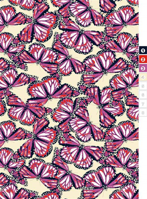 时尚紫红蝴蝶面料印花素材,适用于服装印花设计