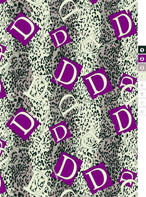 潮流字母D豹纹面料印花 时尚服装印花设计素材