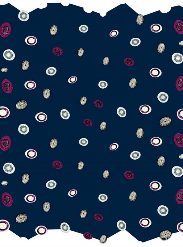 时尚深蓝圆点面料印花 创意服装印花设计素材