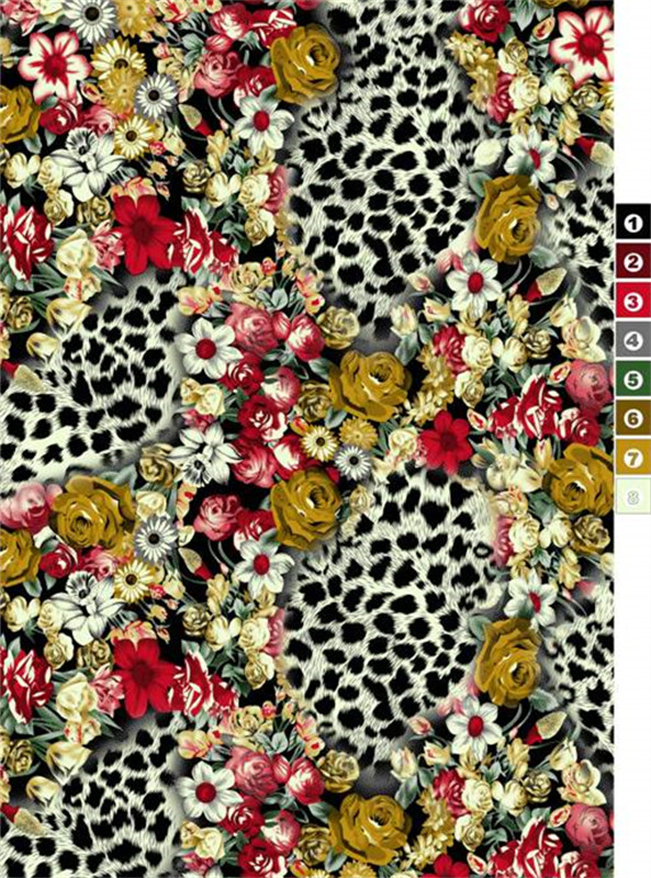复古花卉豹纹面料印花 时尚服装印花素材推荐