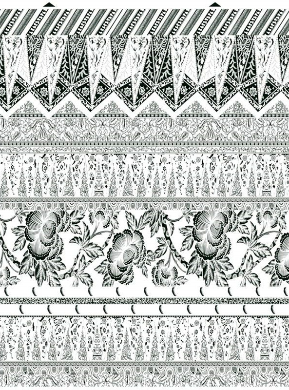 复古民族风面料印花素材,适用于服装设计的精美花型